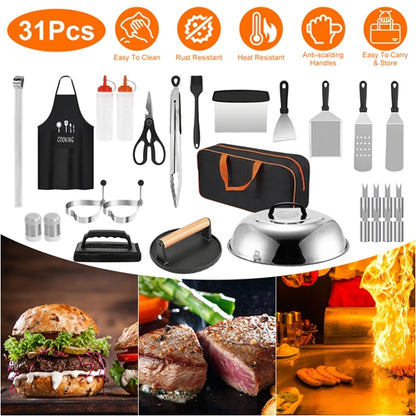 31‑Piece Flat Top Griddle & Camp Cooking Kit with Carry Case